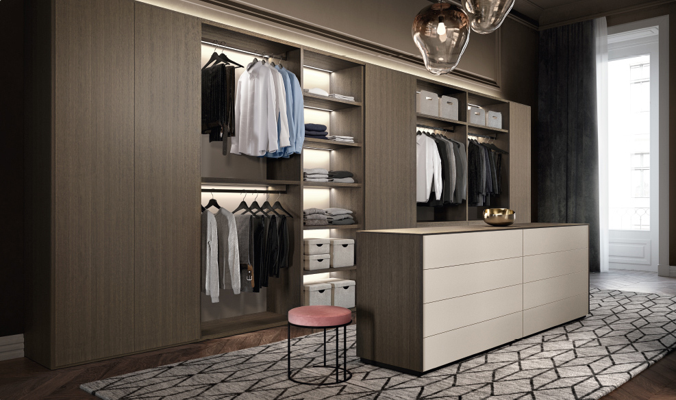 Maßgefertigter begehbarer Kleiderschrank der Marke Kettnaker.